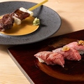 料理メニュー写真 【お得なセット】牛串と肉寿司 3貫