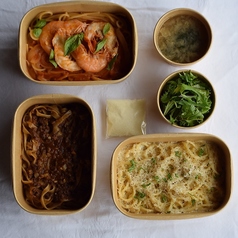 3種のチーズクリーム/常陸牛ボロネーゼ/天使海老のトマトソース