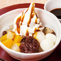 料理メニュー写真 ソフトクリームあんみつ/お濃い抹茶ババロアと白玉あずきの盛り合わせ