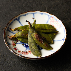 スナップエンドウの炭火焼き