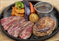 料理メニュー写真&nbsp;荒挽きハンバーグ＆サーロイン［霜降り］ ハンバーグ200g & サーロイン100g