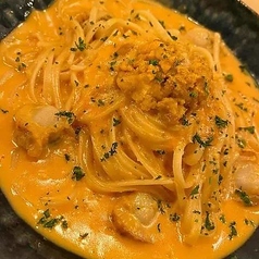 ウニと帆立の濃厚クリームパスタ