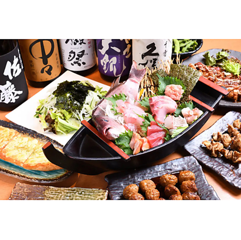 雷屋の海鮮名物料理◆「船盛」は当店一番人気！鮮度抜群7種の魚がのっています♪