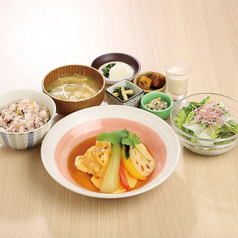 こよりの和膳（フォンデュ風炙りチーズの豆腐ハンバーグ照り焼きソース）