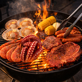 バーベキューと言えば肉×海鮮！どっちも楽しめる豪華Wメインコースもご用意！（大阪ビアガーデン/バーベキュー/難波/なんば/ビアホール/ランチ/焼肉/飲み放題/テラス）