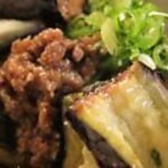 ナスの肉味噌がけ