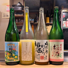 太陽の雨音(黒瀬)炭酸割り専用檸檬/雨後の月(仁方)にごり梅酒/賀茂泉(西条)梅酒/大長檸檬酒(竹原)