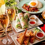 本格アジアン料理とワインのペアリングが楽しめる、多彩なコースプランをご用意。嬉しい飲み放題付◎