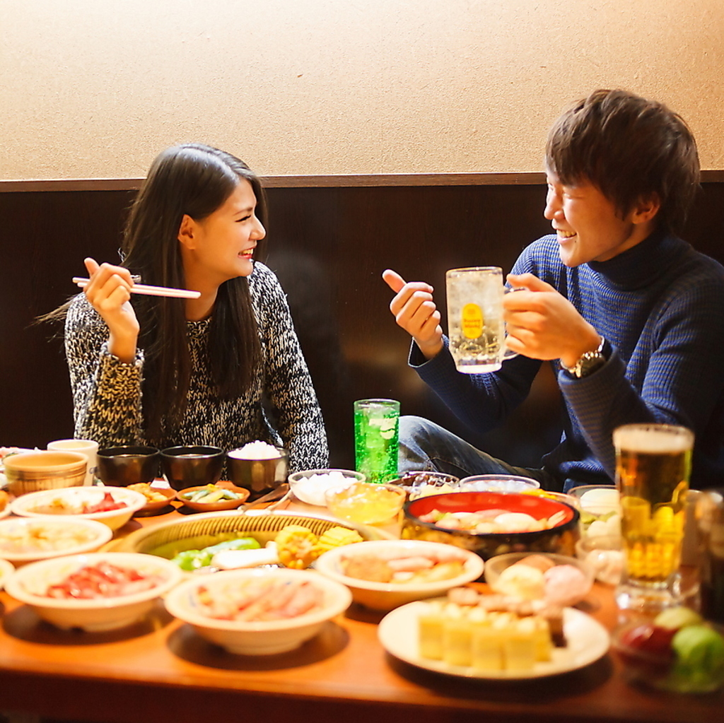 美味しい焼肉をお腹いっぱい食べると自然と笑顔になれます♪当店自慢のお肉を好きなだけ召し上がれ☆