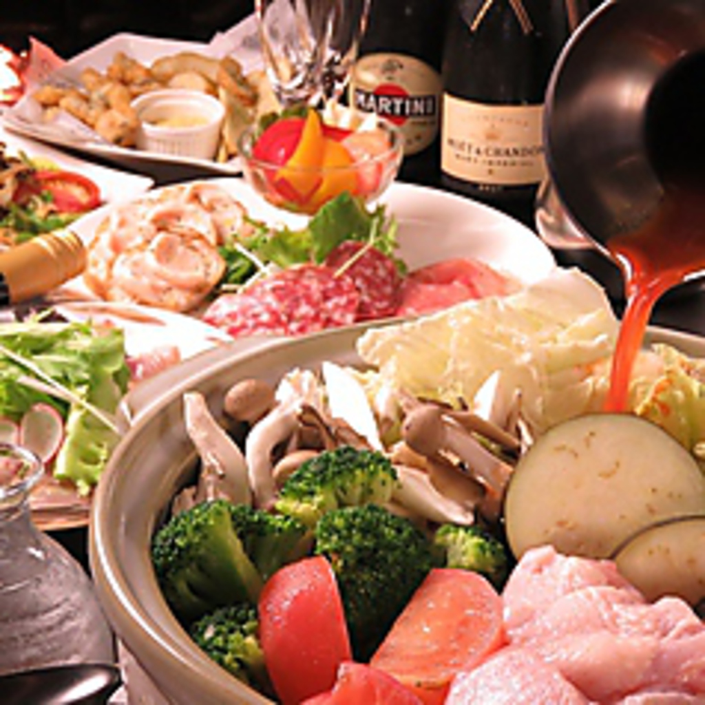 選べる鍋コース2.5H飲み放題付き全7品3980円 選べるスープ(トマトorチキンスープ)各種宴会にご利用を