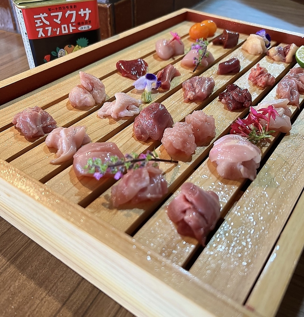 大和肉鶏お刺身/24種or12種盛り合わせ　希少部位もお楽しみいただけます