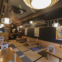 1階カウンター8席、お2階のお座敷は40名様宴会もOK！