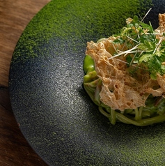 揚げ湯葉の抹茶パスタ