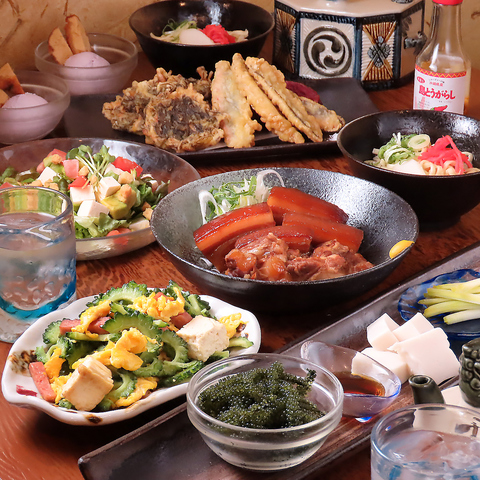 めんそーれ！沖縄料理を楽しめるコース2時間飲み放題付全6品4,500円～ご用意◎