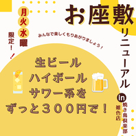 【月～水曜日限定イベント】各種ドリンクがお得！