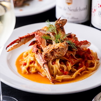 渡りガニのトマトクリーム生パスタ