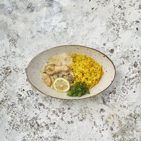 塩こうじチキンのレモンクリーム＆レモンライスの写真