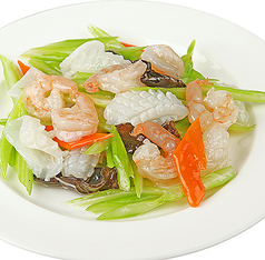 エビ、イカの薬膳ヘルシー炒め