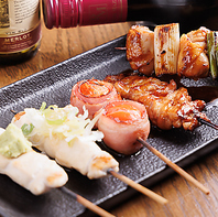 三河鶏の本格炭火焼き鳥や串揚げを心ゆくまで◎