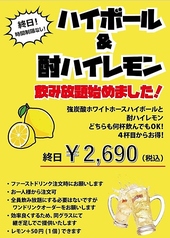 【時間制限なし！】ハイボール＆酎ハイレモン飲放