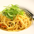 料理メニュー写真 ズワイガニと水菜のスパゲッティーニ蟹味噌風味