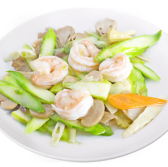 海老とアスパラ炒め