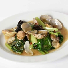 アサリと青菜のにんにく炒め