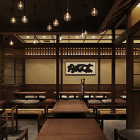 少人数～大人数までの間仕切り有のゆったりお席