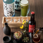 京都の地酒約15種類を取り揃えております。利き酒3種飲み比べあなた好みのお酒を見つけてください♪