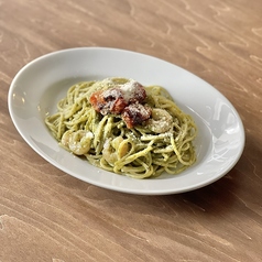 自家製セミドライトマトとエビのイタリアンクラシコジェノベーゼ