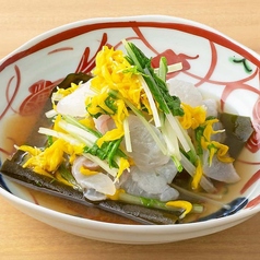 鯛昆布〆と水菜の菊花和え