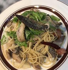 秋刀魚と木の子のペペロンチーノ