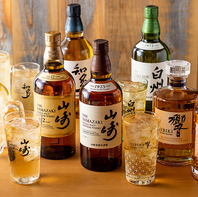 山崎・知多などの本格国産ウイスキーを種類豊富にご用意