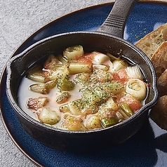 長葱と春菊の麻辣アヒージョ