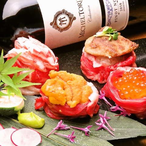 新メニュー肉軍艦！炙り肉寿司等、肉寿司種類豊富にございます！