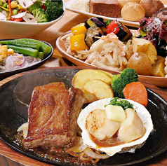 【豪州産】サーロインステーキ 120g＆天然ホタテのバター醤油焼き サラダバー付