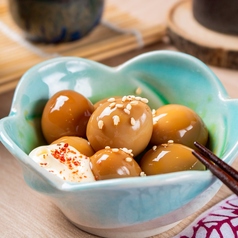 うずらのにんにく醤油漬け/チャンジャおろし　各