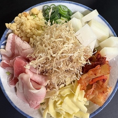 完成系もんじゃもんじゃ+豚肉+キムチ+チーズ