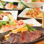 食べ飲み放題に+500円(税込)で牛ステーキも食べ放題です♪心ゆくまでご堪能ください！