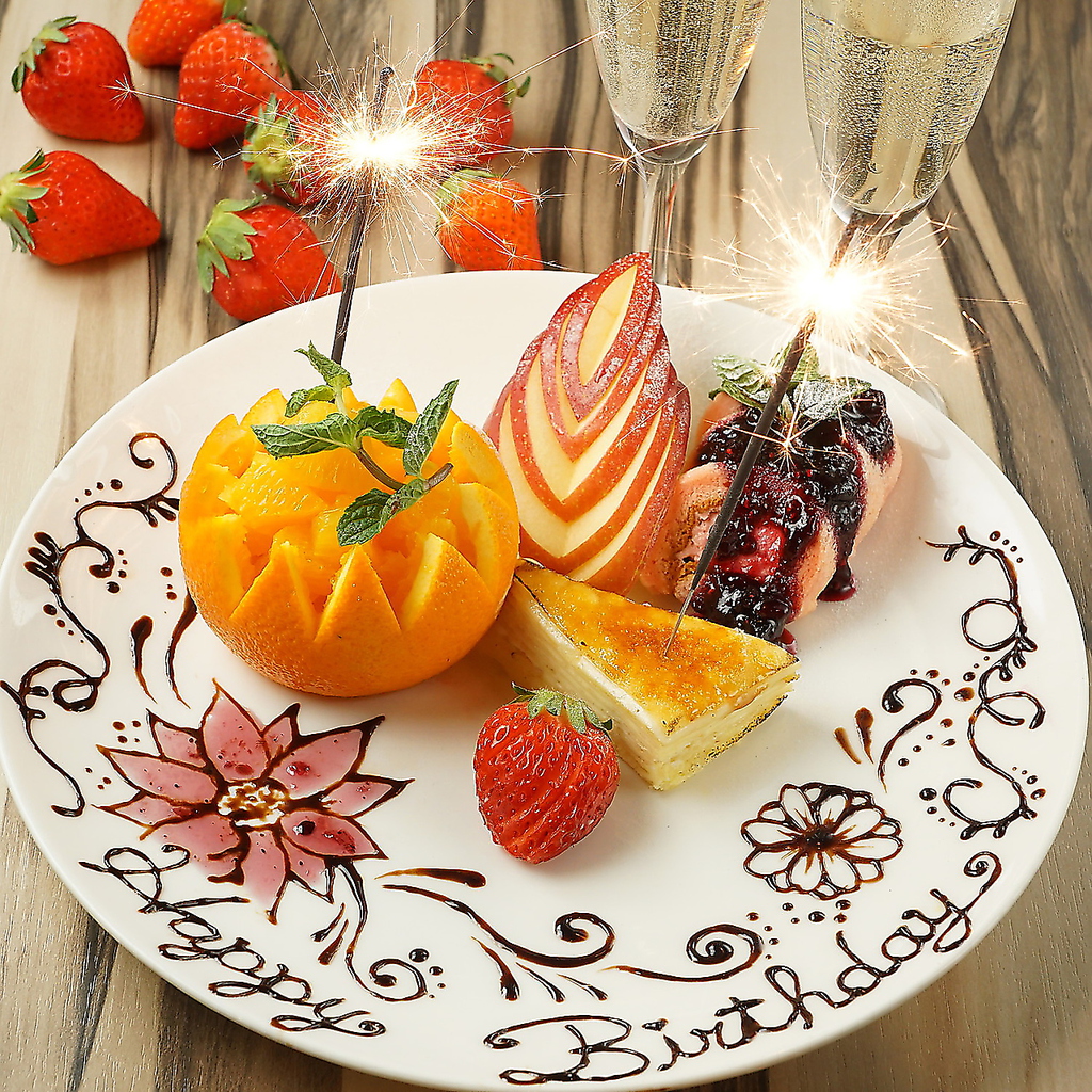 誕生日・記念日のお祝いに…デザートプレートをご用意いたします♪※写真はイメージです。