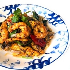 海老とエリンギの香辣炒め