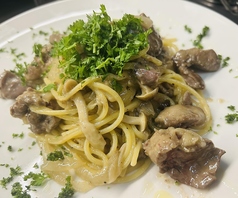 鶏レバーと砂ずりのパスタ