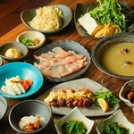 名物！鶏ガラスープの胸しゃぶコース6,600円(税込)鶏ガラ出汁に薄く切った胸肉をしゃぶしゃぶで♪