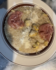 生ハムと栗のチーズリゾット