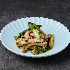 烏賊とアスパラのいしるバター炒め