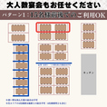 【パターン1】15名様前後のご利用に！店内奥のお席を利用することで15名様前後のご利用にぴったりです。各種宴会にぜひご利用ください！