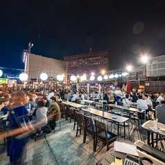 可動式の屋根を完備した当店のビアガーデンは、雨の日でも快適に楽しめます。天候の心配をせず、いつでも安心してご利用いただけます。お友達やご家族と楽しい時間をお過ごしください。