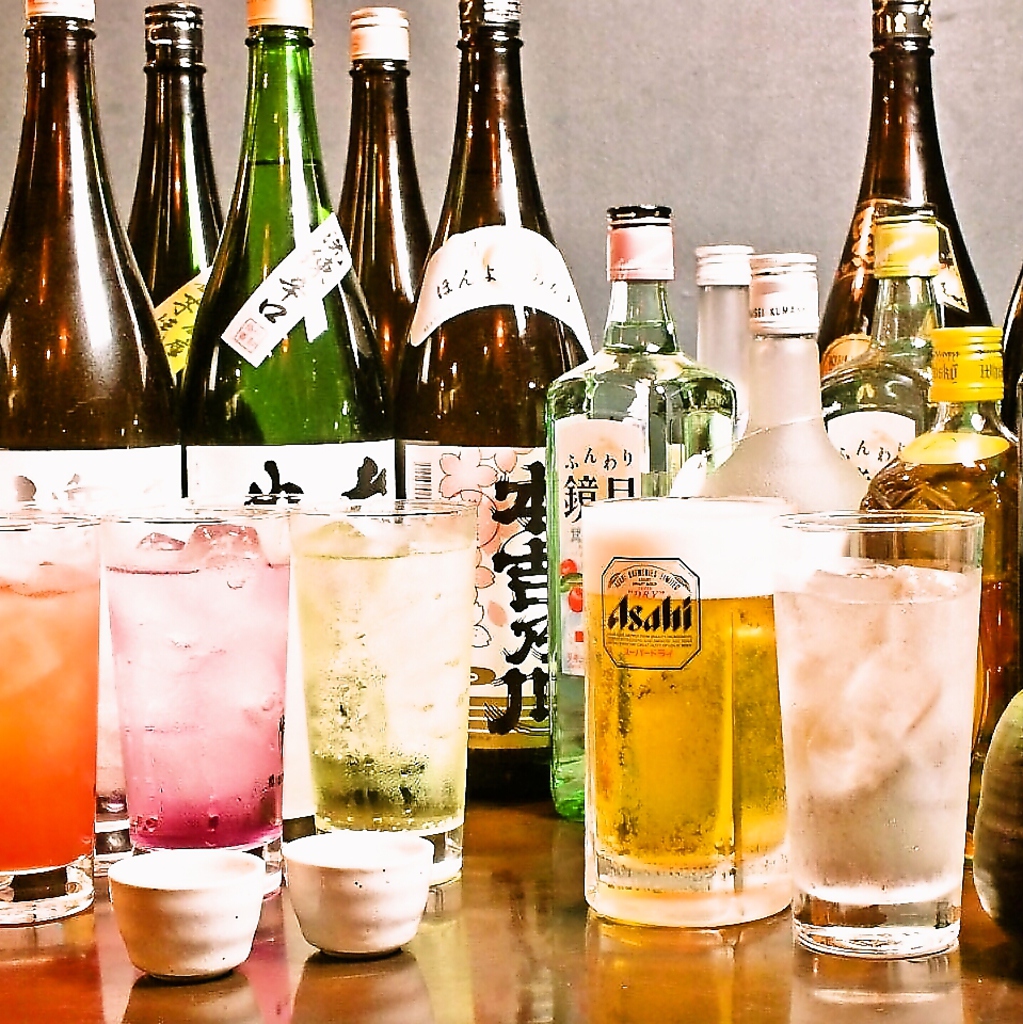 飲み放題は、信州地酒(澤の花/大信州豊乃蔵等)・焼酎(黒霧島/富乃宝山/等)/生ビール/ハイボール等も