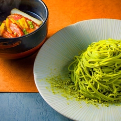 鴨南蛮の抹茶蕎麦 温