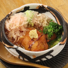 タコと紅生姜の自家製薩摩揚げ　～かつお出汁で食べる～